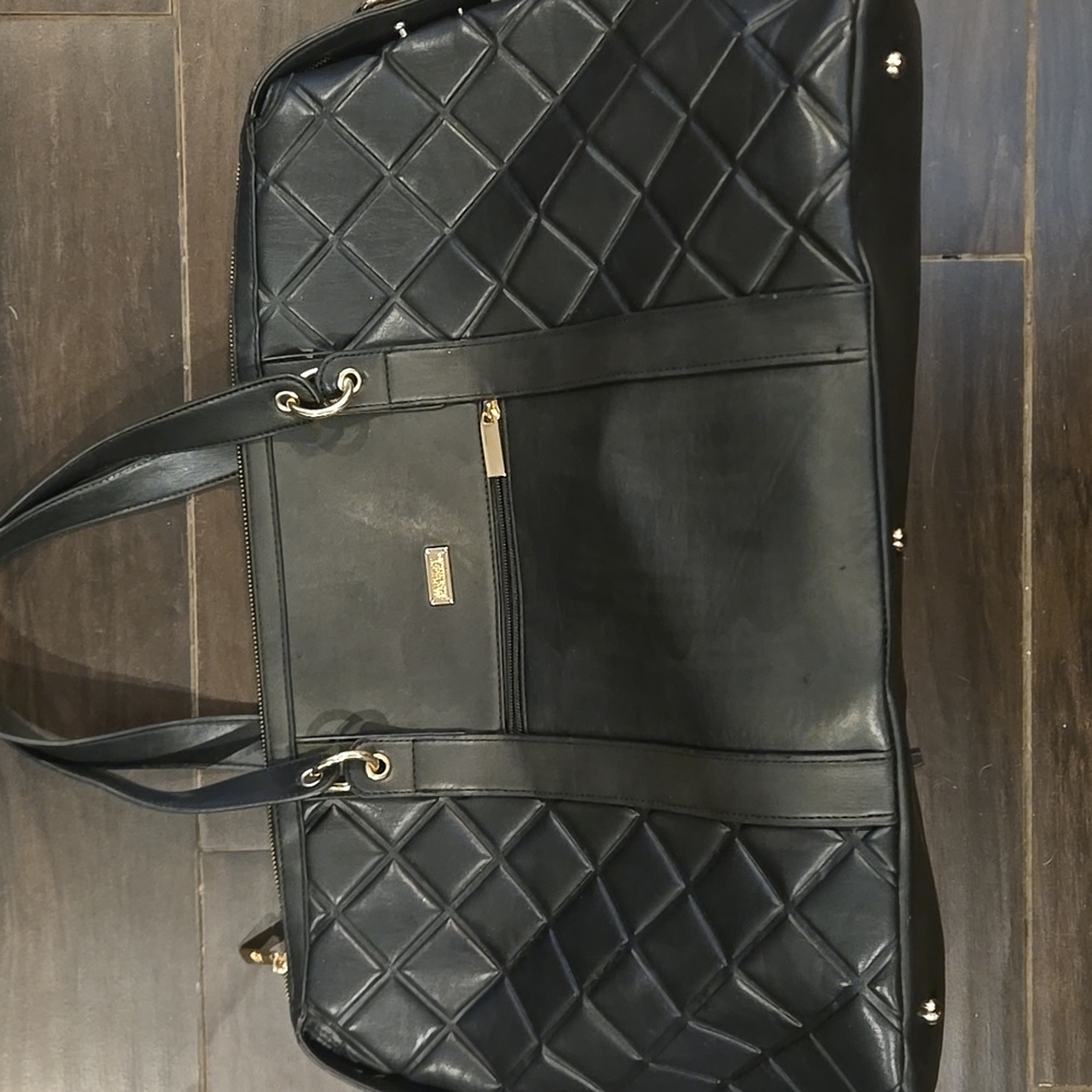 Badgley Mischka Black Quilted Weejender Tote Bag 20 X 12 - Picture 3 of 9